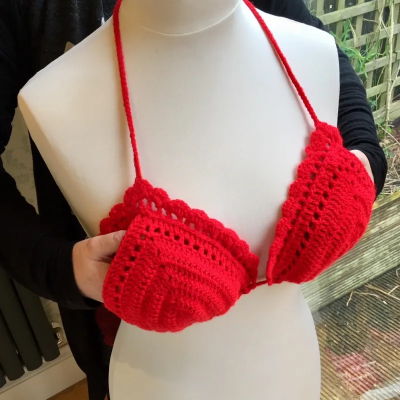 Crocheted Bikini Top with Pockets