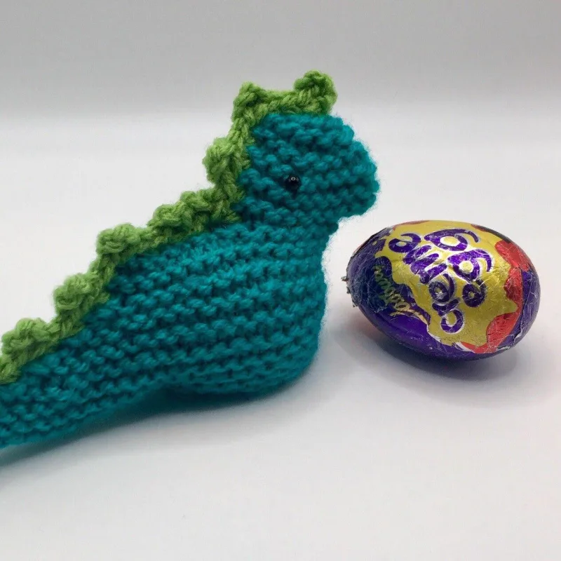 Knitted Dinosaur Creme Egg Cover