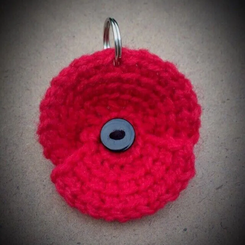 Knitted Poppy Dog Collar Tag